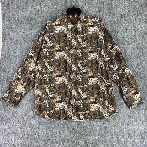 North River Shirt Mens Large Brown Camo Flannel Button Up‎ Collared